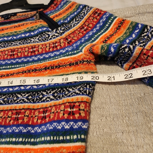 Colorful Tommy Hilfiger classic fair Isle sweater zip neck sz Medium Unisex - Picture 7 of 9